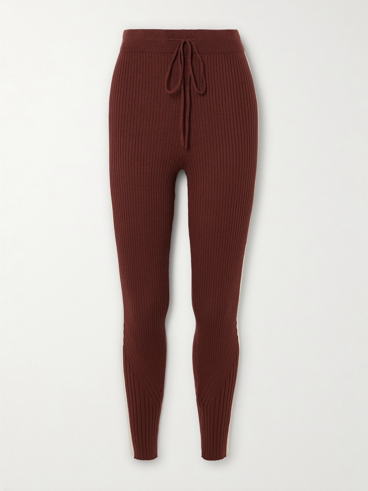Varley Aiden Ribbed-knit Leggings In Burgundy