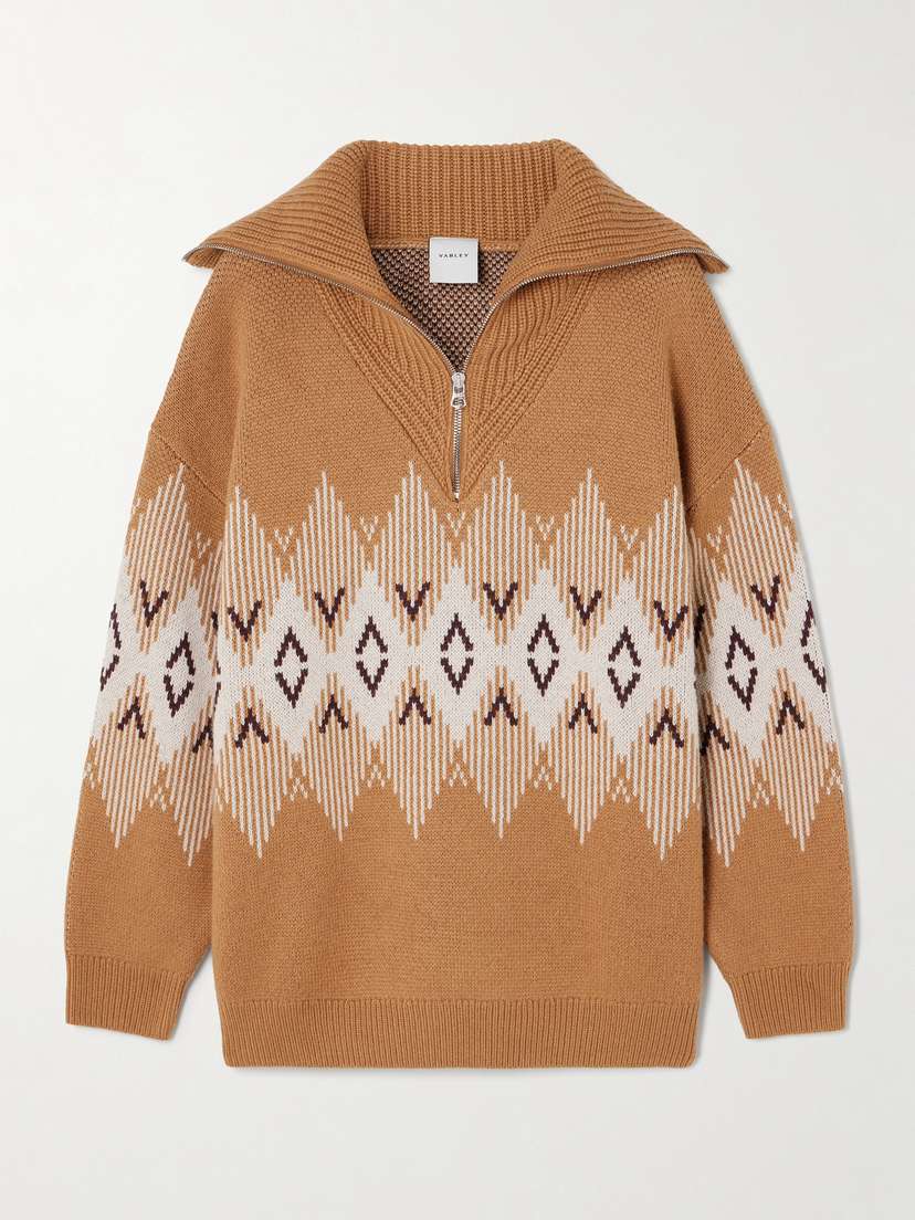 Varley Heidi Fair Isle Jacquard-knit Half-zip Sweater