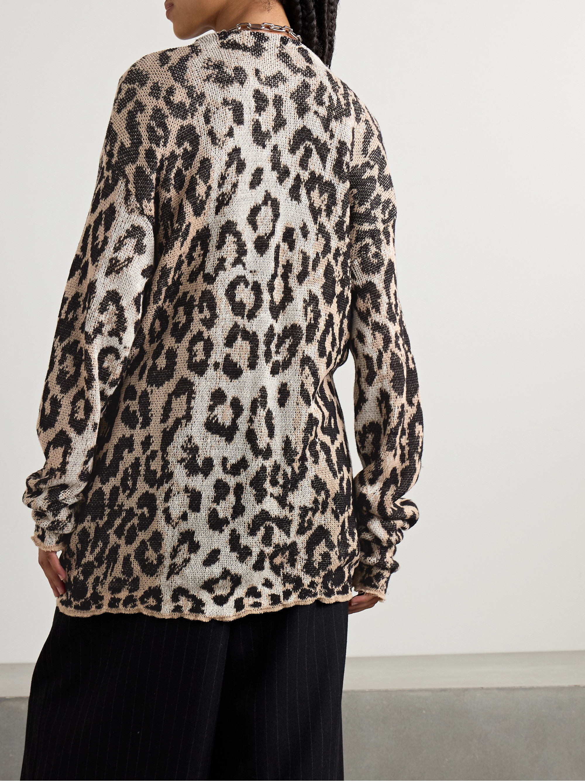 R13 Boyfriend oversized jacquard-knit linen cardigan