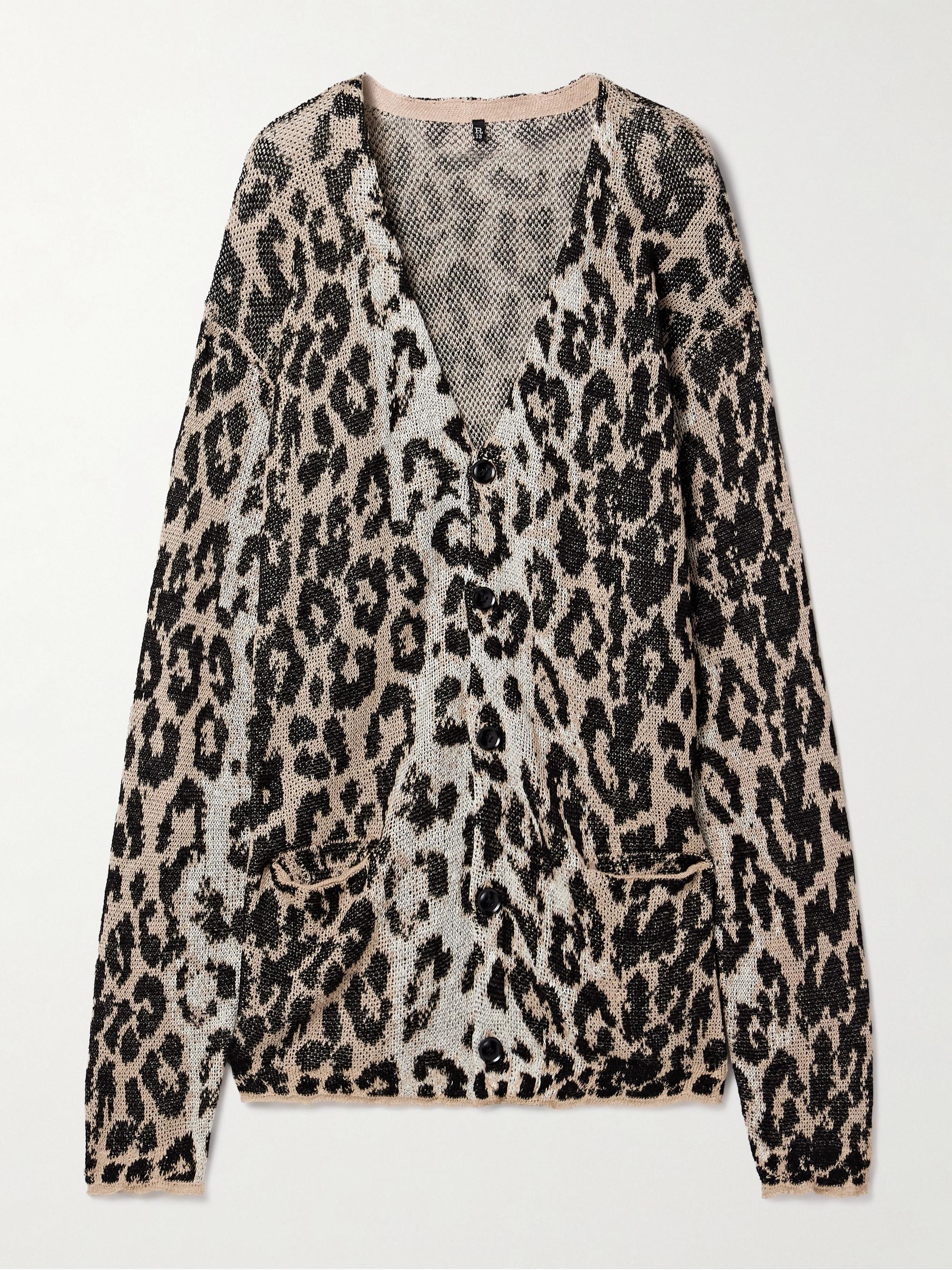 R13 Boyfriend oversized jacquard-knit linen cardigan