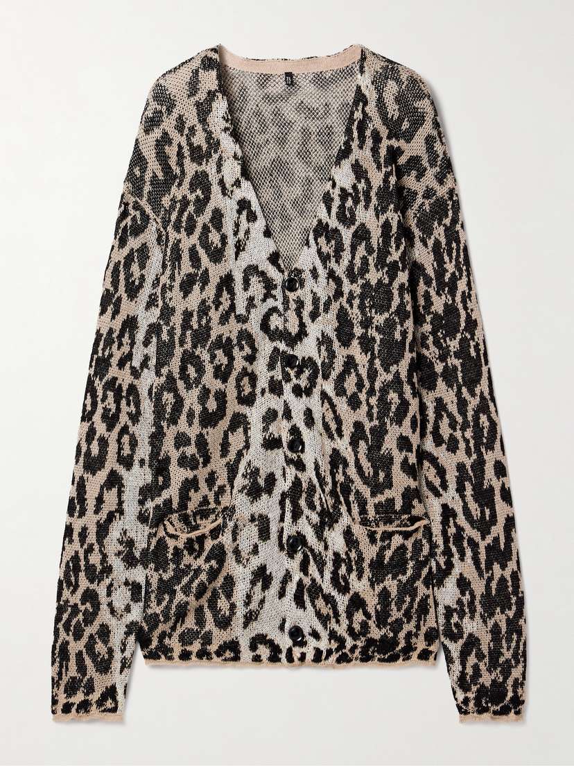 R13 Boyfriend Oversized Jacquard-knit Linen Cardigan