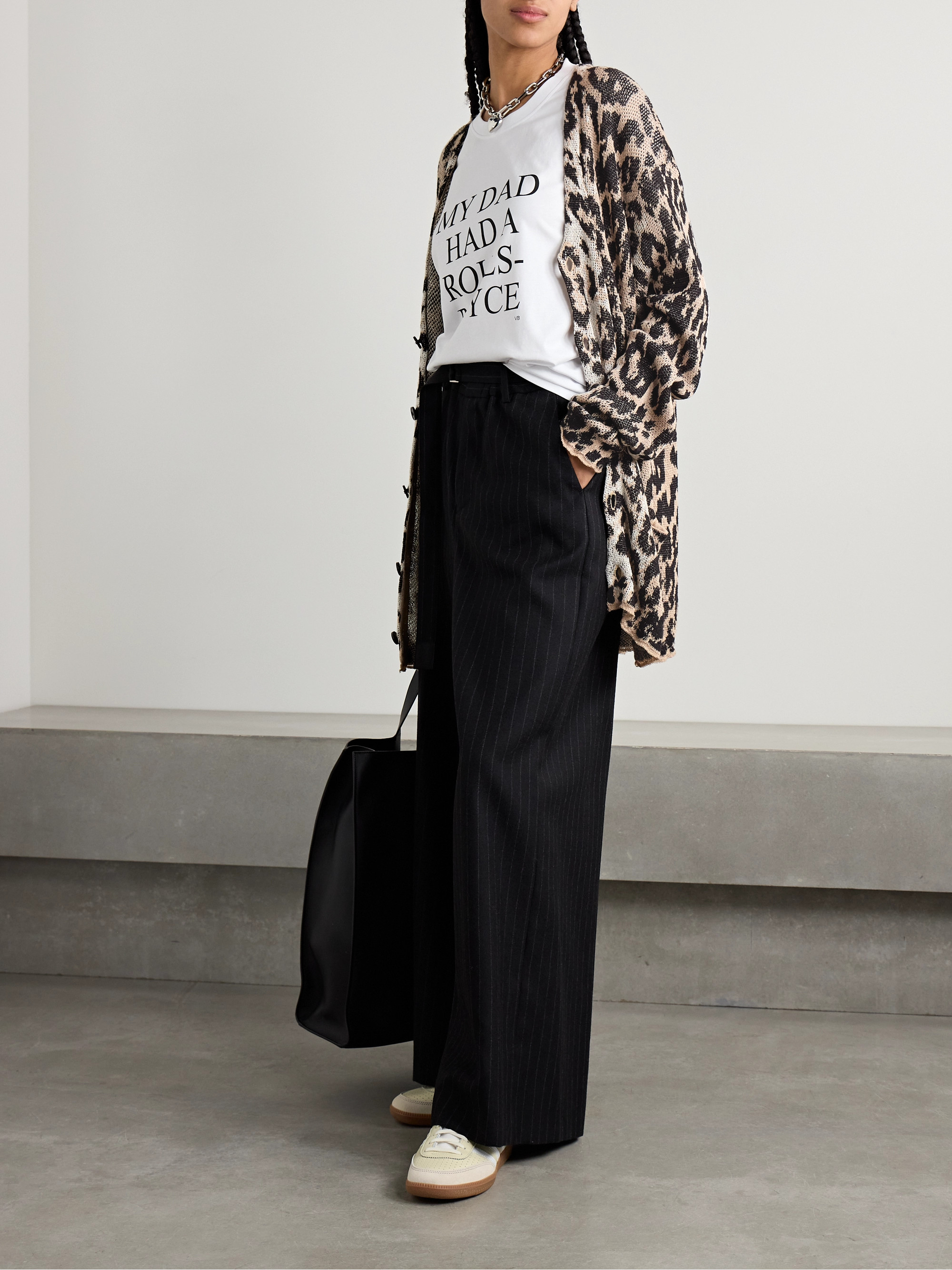 R13 Boyfriend oversized jacquard-knit linen cardigan