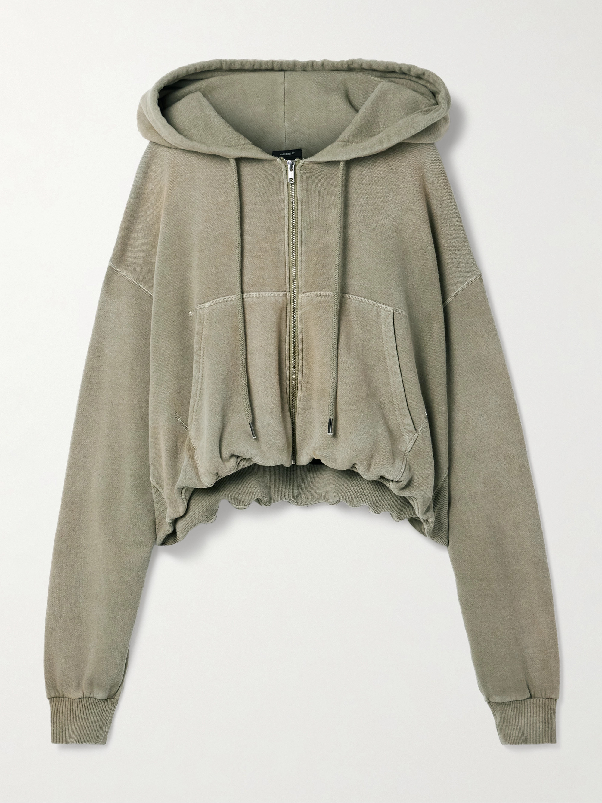 R13 Balloon cropped gathered cotton-jersey hoodie