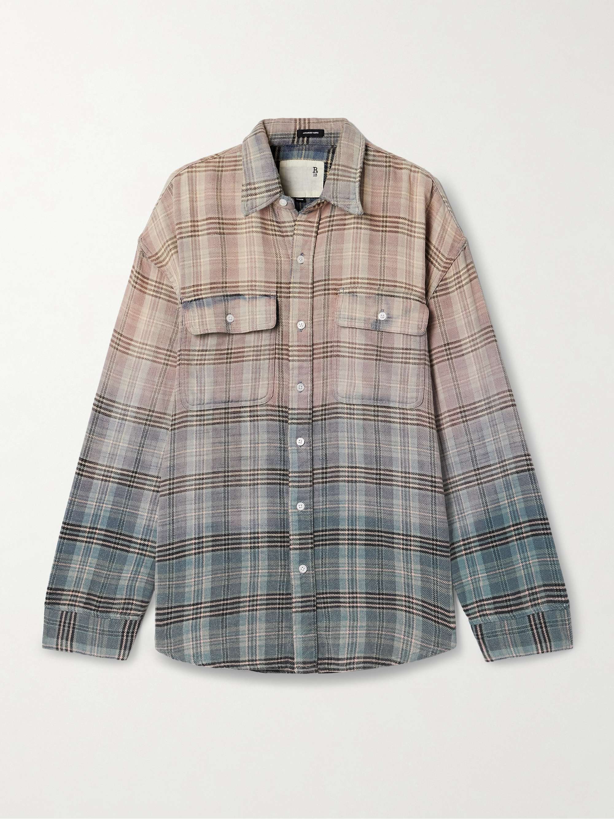 Degradé checked cotton-flannel shirt - multi - xx small