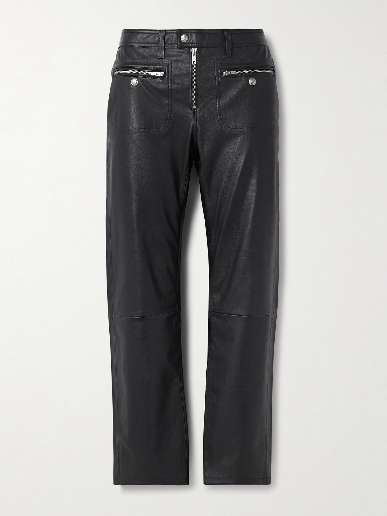 R13 Boy Low-rise Straight-leg Leather Pants In Black