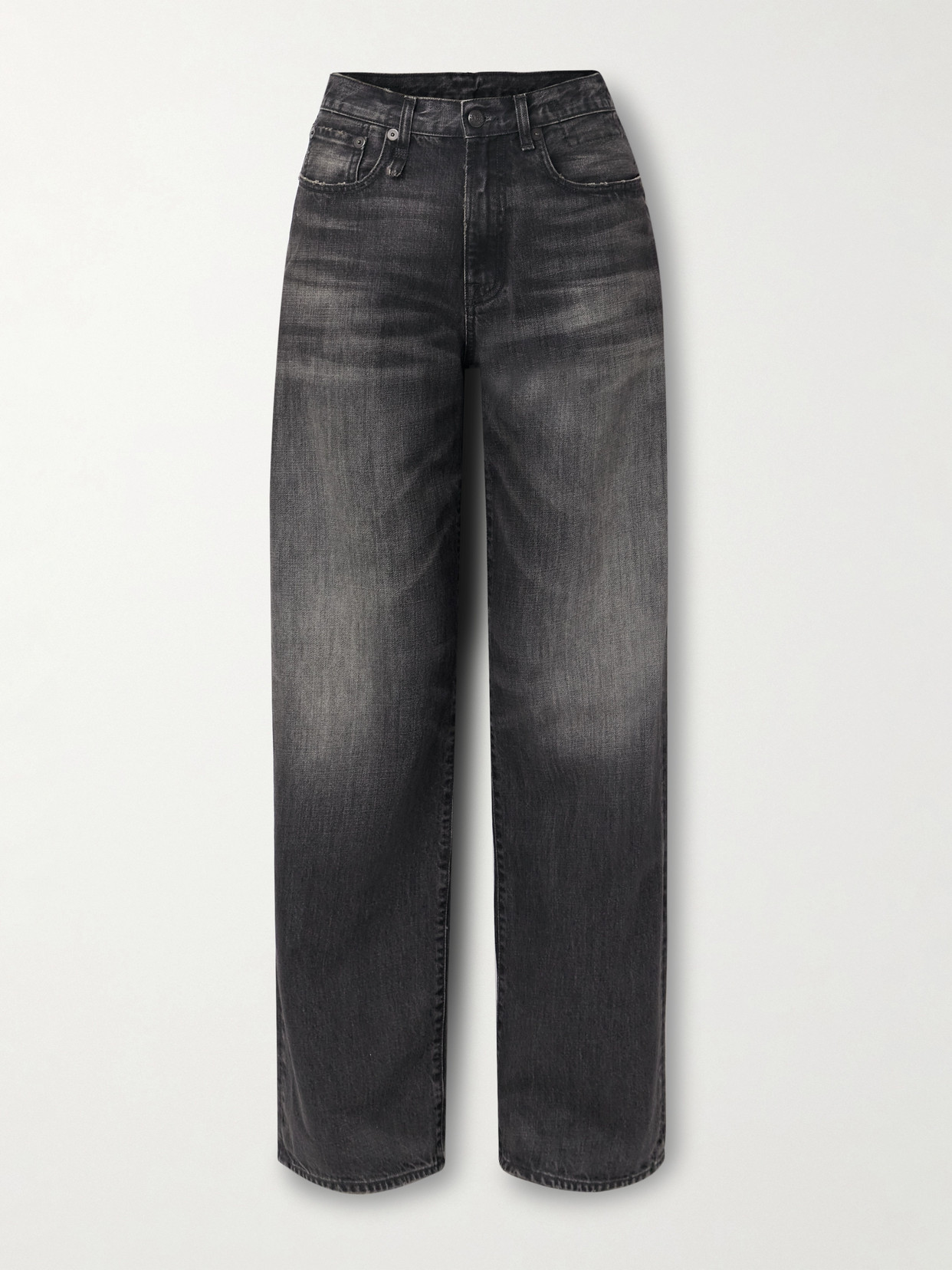 R13 D'arcy Distressed Mid-rise Wide-leg Jeans In Gray