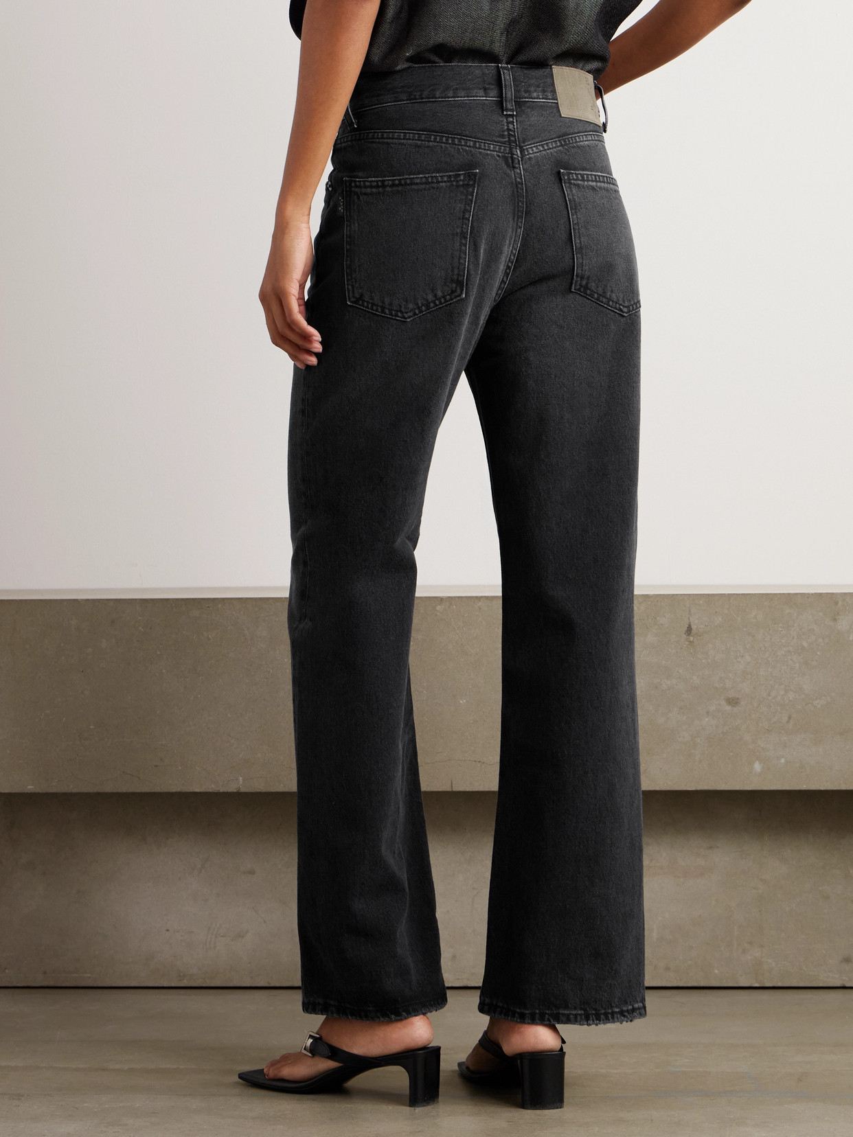Haikure 'korea' Grey Jeans With Faded Effect And Logo Patch On The Back In Black