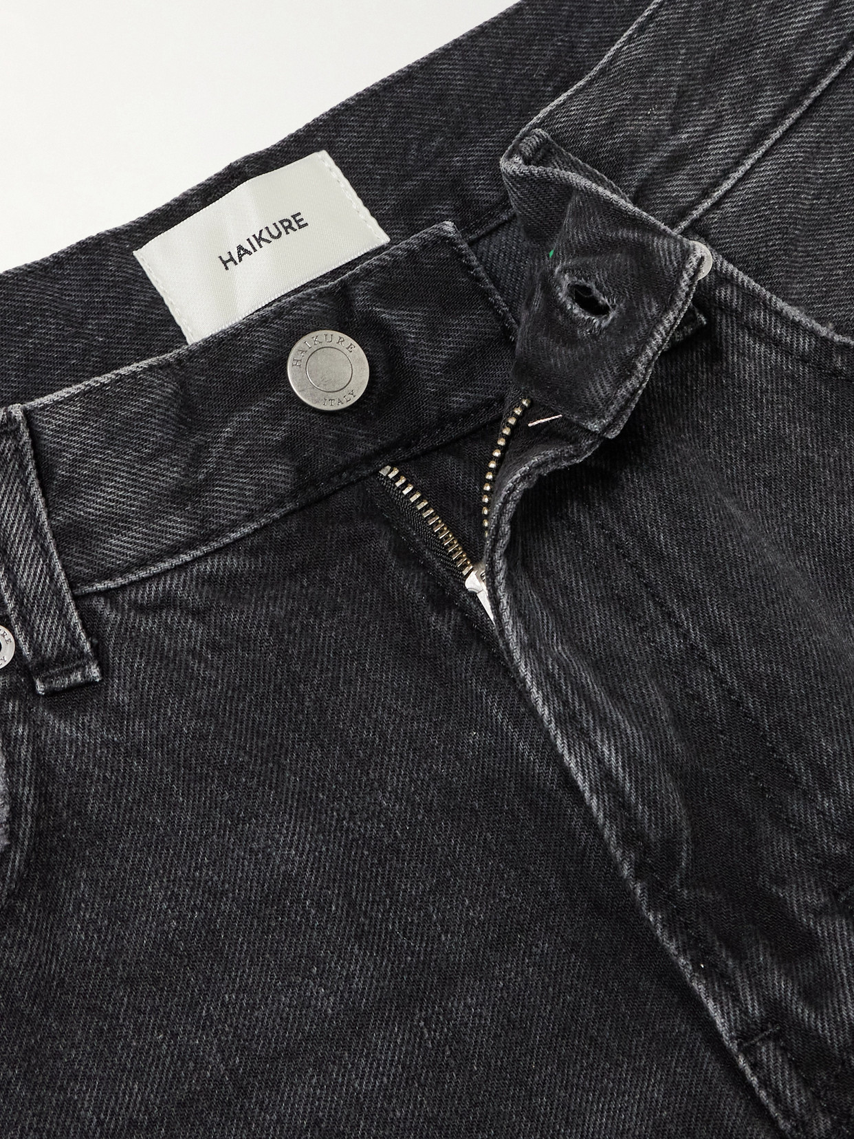 Haikure 'korea' Grey Jeans With Faded Effect And Logo Patch On The Back In Black