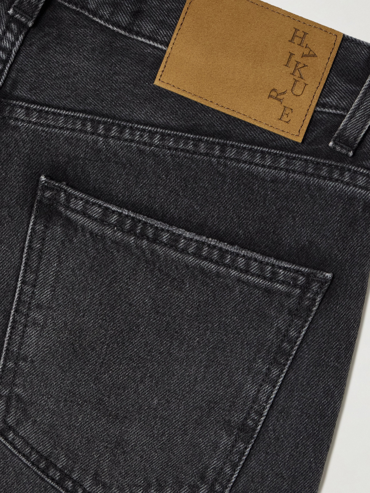 Haikure 'korea' Grey Jeans With Faded Effect And Logo Patch On The Back In Black
