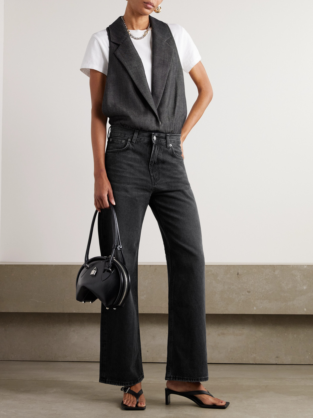 Haikure 'korea' Grey Jeans With Faded Effect And Logo Patch On The Back In Black