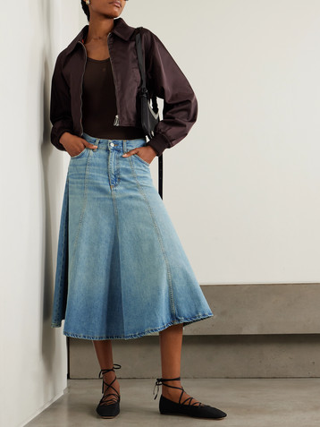 Haikure Serenity paneled denim midi skirt