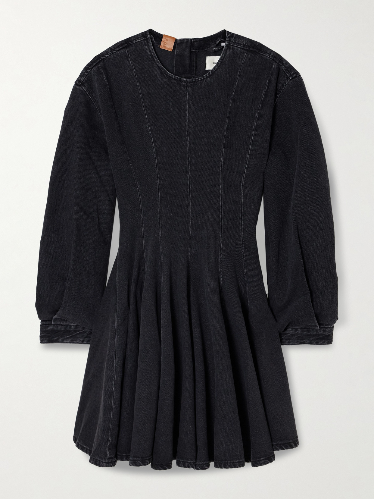 Haikure Delilah Paneled Denim Mini Dress In Black