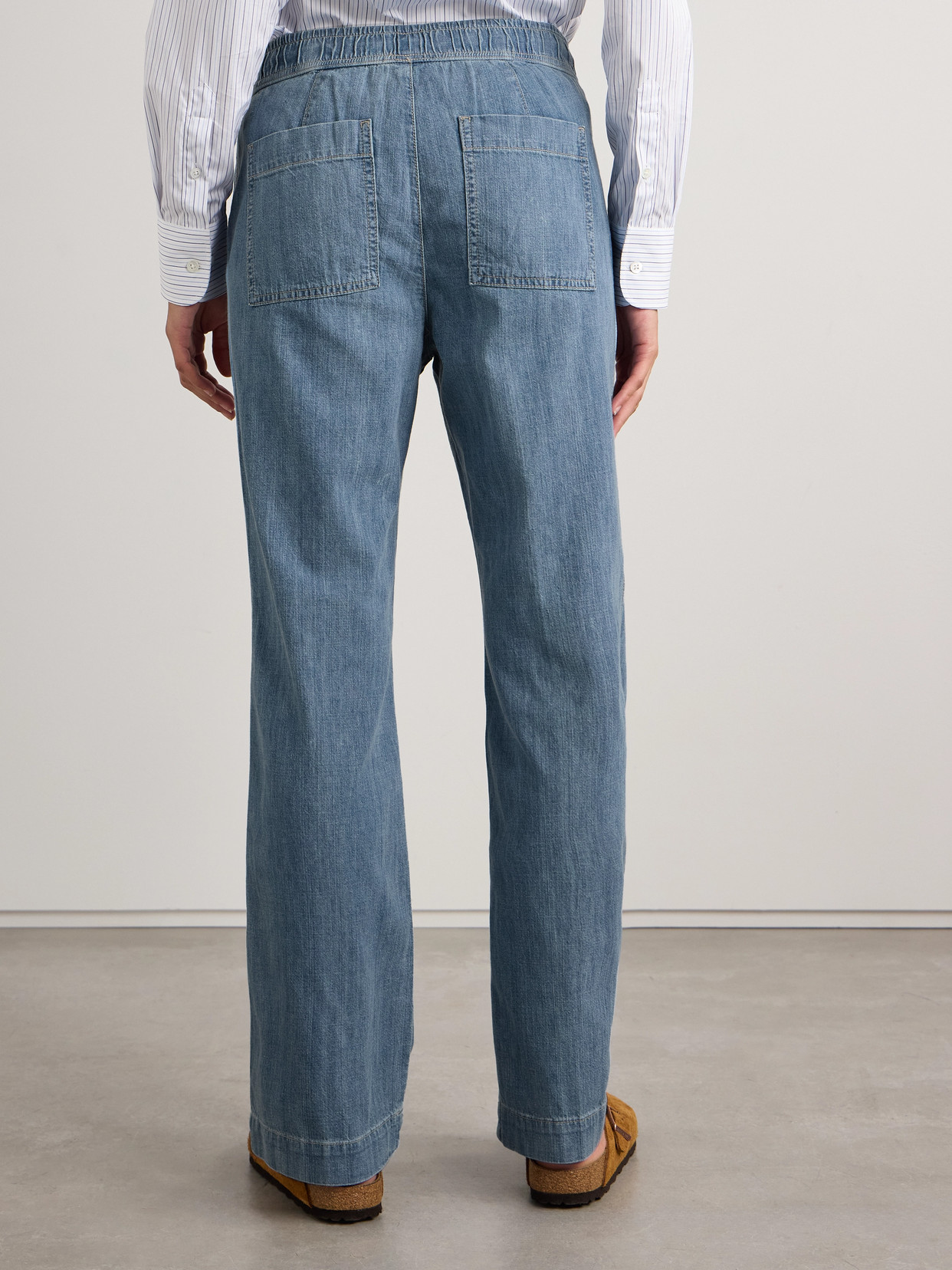 James Perse Cotton-chambray Wide-leg Pants In Blue