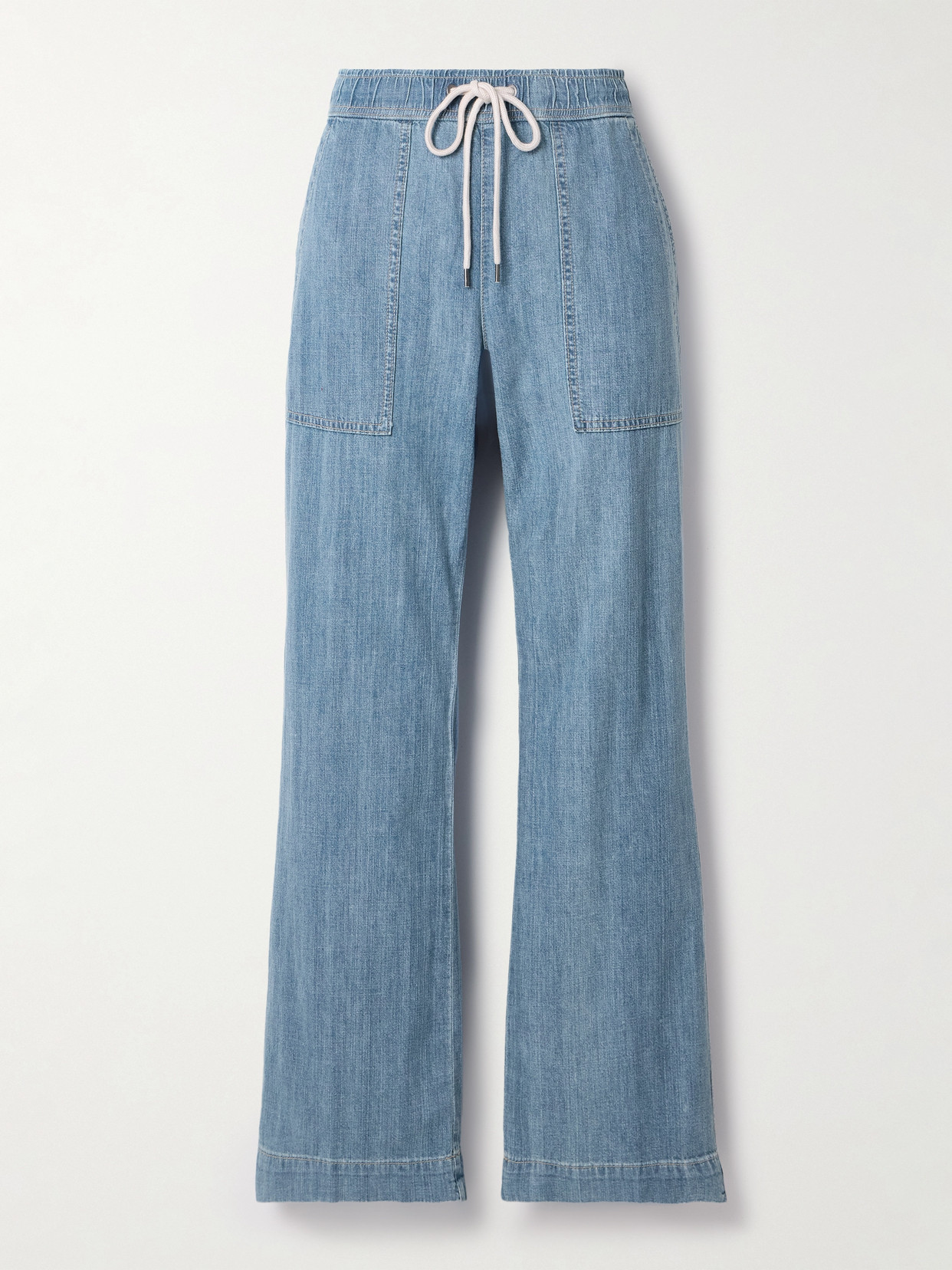 James Perse Cotton-chambray Wide-leg Pants In Blue