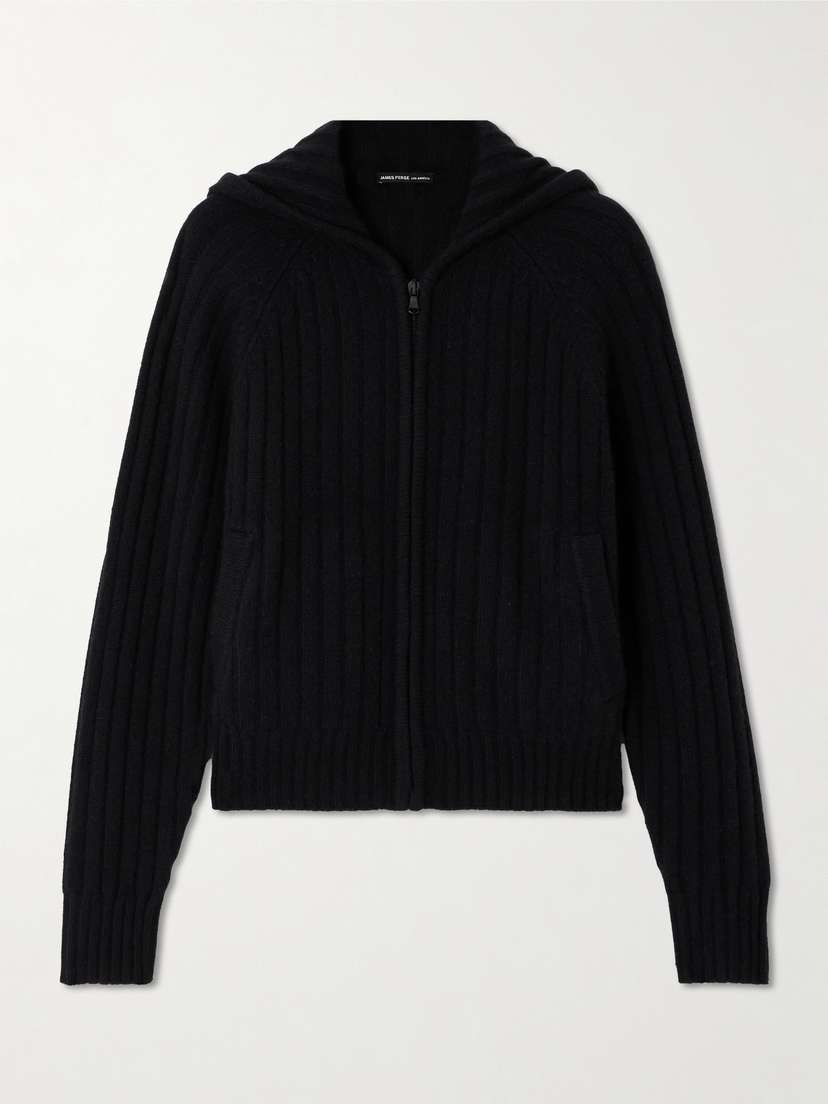 James Perse Ribbed Recycled-cashmere Hoodie