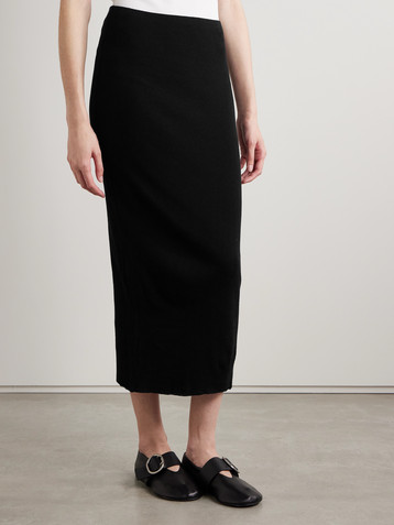 James Perse Ribbed cotton and cashmere-blend midi skirt