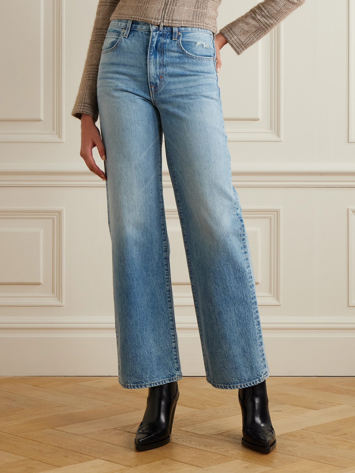 Grace Frayed Mid-Rise Wide- Leg