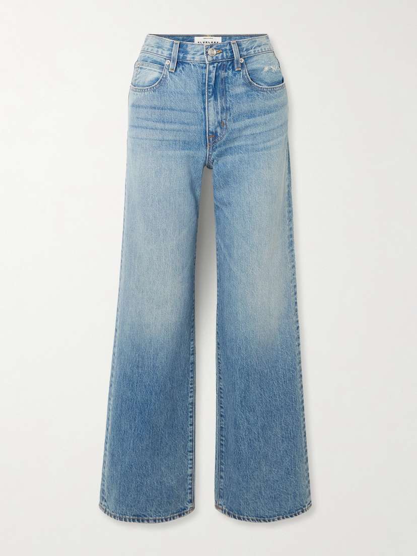 SLVRLAKE Grace Frayed Mid-rise Wide-leg Jeans