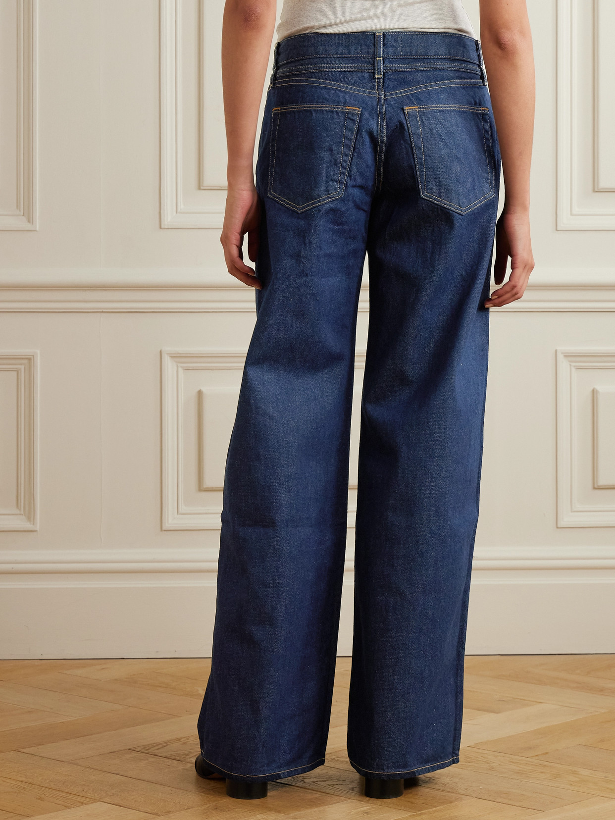 Slvrlake Mica Bow-detailed Topstitched High-rise Jeans In Blue