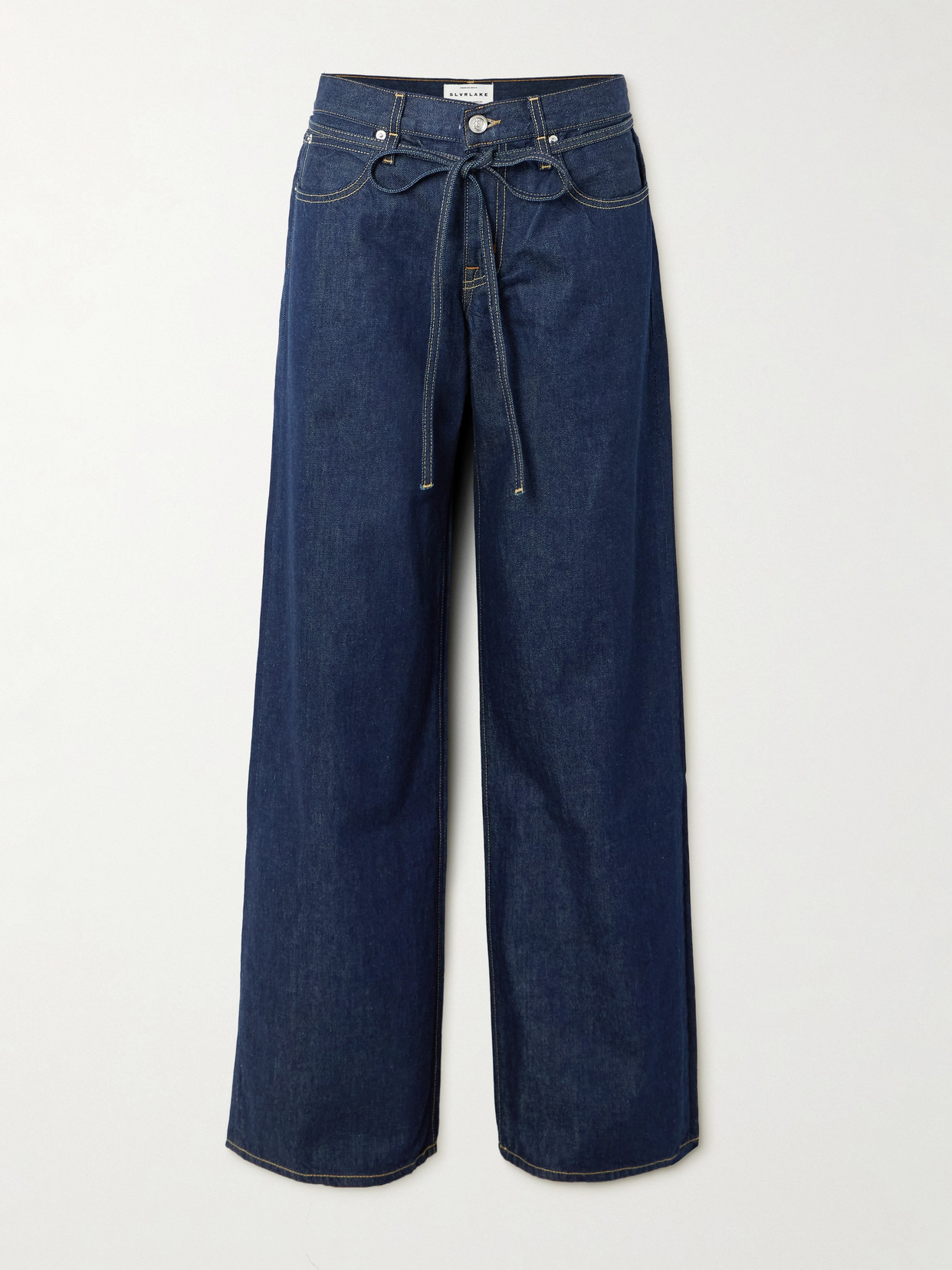 Slvrlake Mica Bow-detailed Topstitched High-rise Jeans In Blue