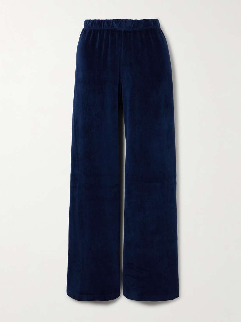 Suzie Kondi Zephyra Cotton-blend Velour Wide-leg Pants