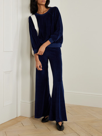 Suzie Kondi Zephyra cotton-blend velour wide-leg pants