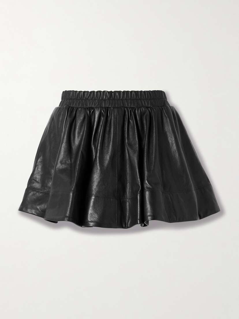 Suzie Kondi Lina Pleated Leather Mini Skirt