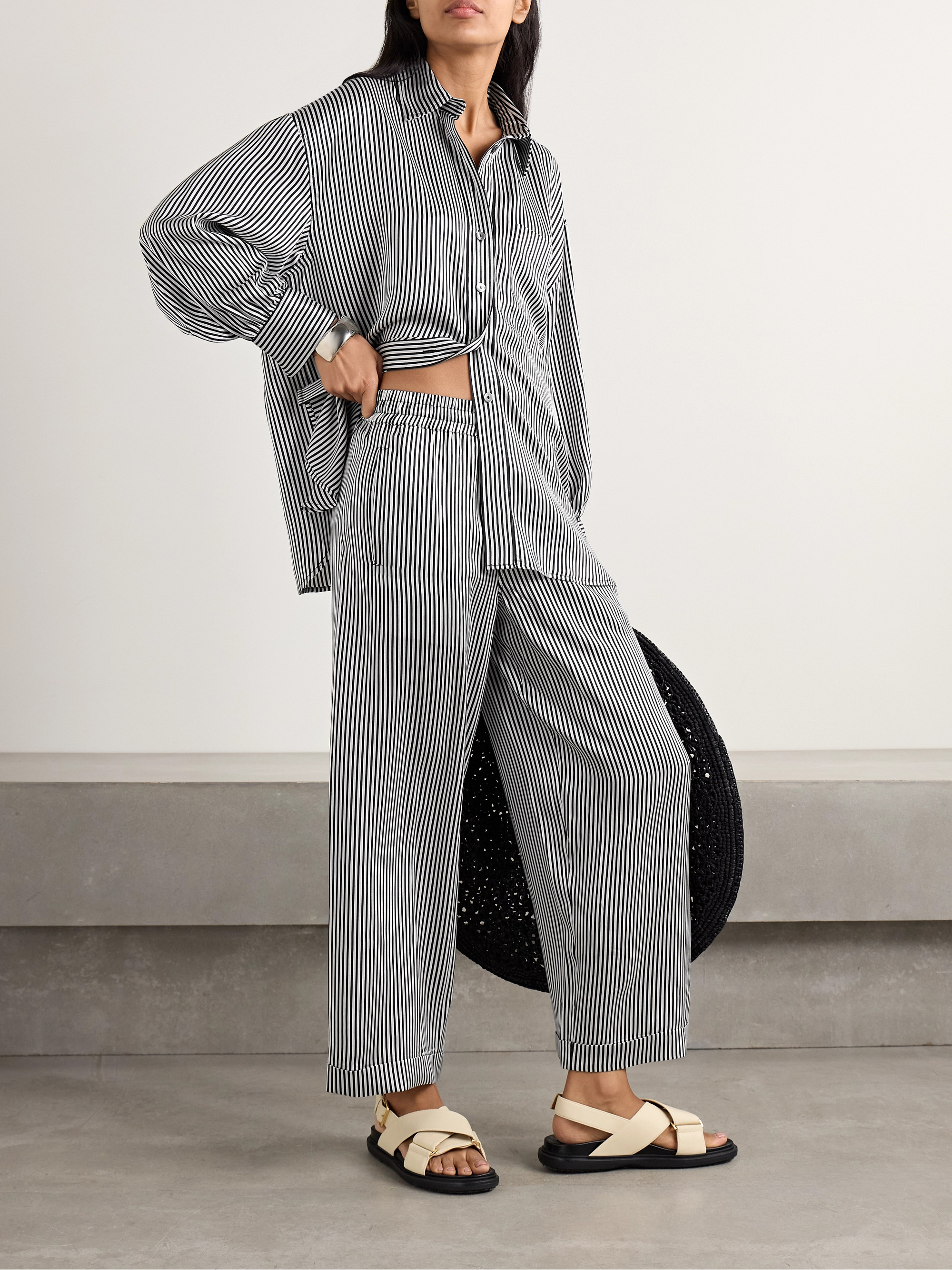 Suzie Kondi Kappa striped silk-satin shirt