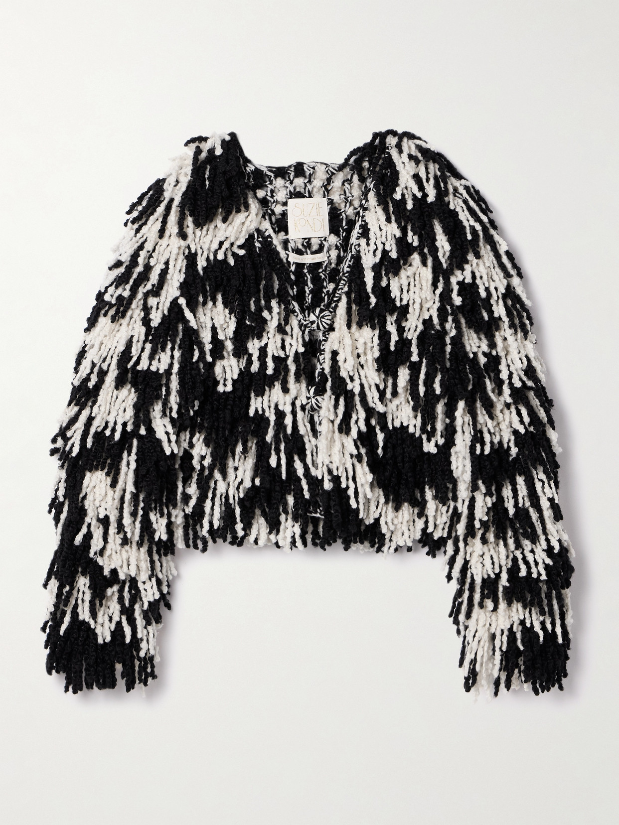 Suzie Kondi Shala Cropped Fringed Cashmere Cardigan In Black
