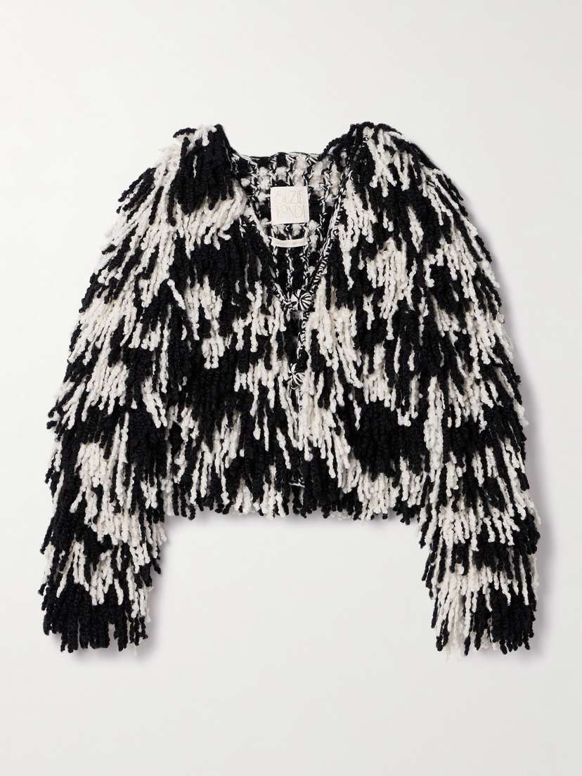Suzie Kondi Shala Cropped Fringed Cashmere Cardigan
