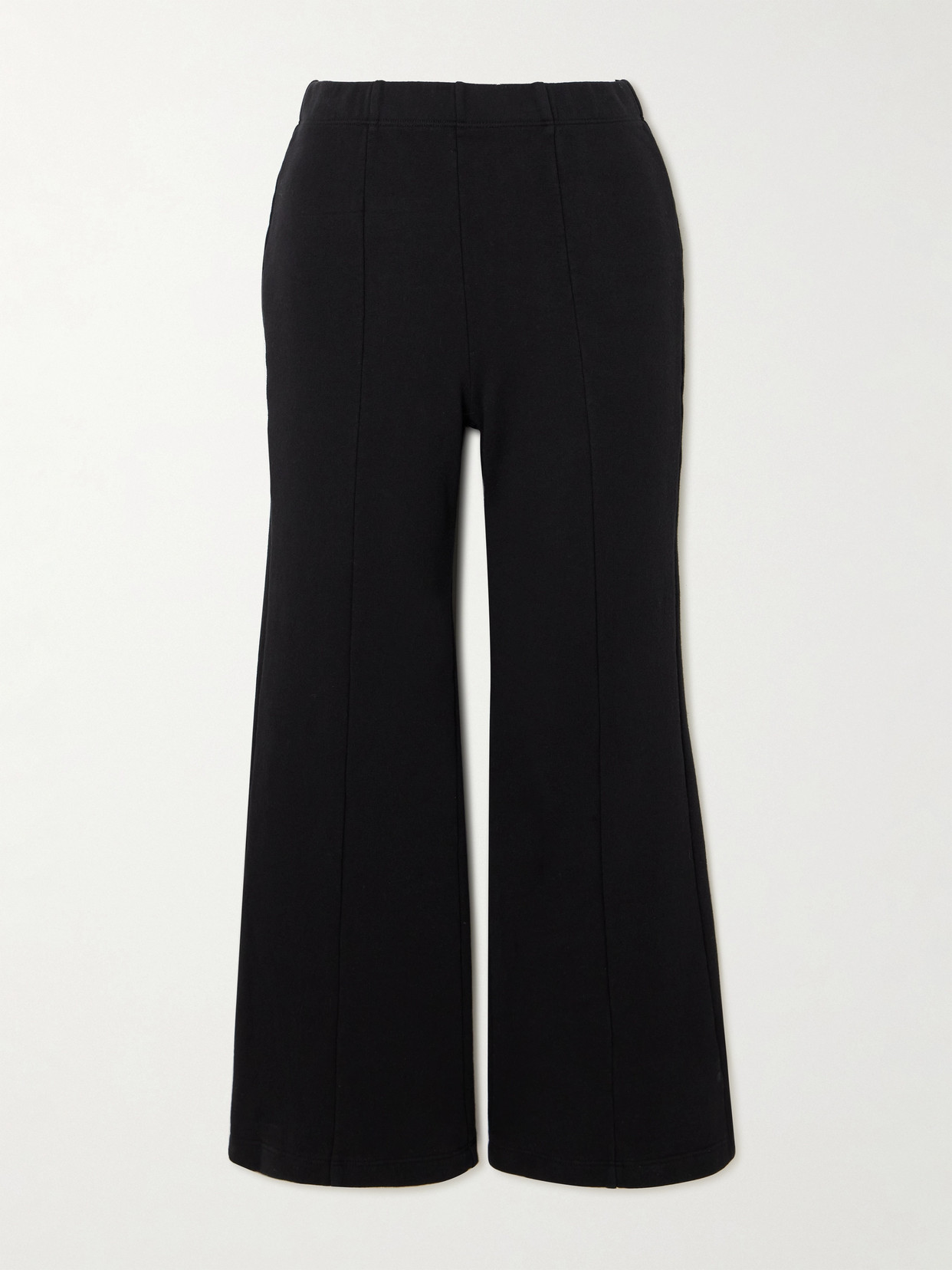 Suzie Kondi Fili Kick Cropped French Cotton-terry Flared Pants In Black