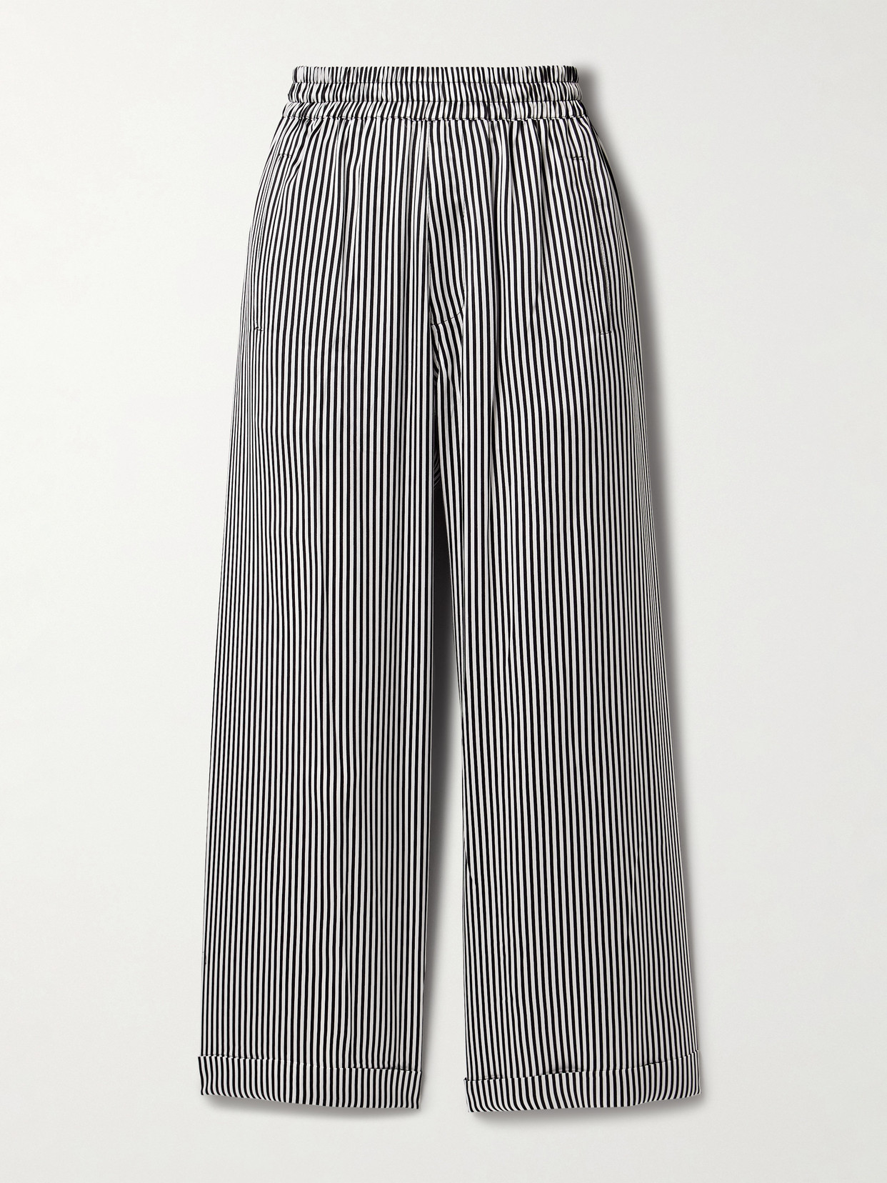 Suzie Kondi Finance Striped Silk-satin Wide-leg Pants In Unknown