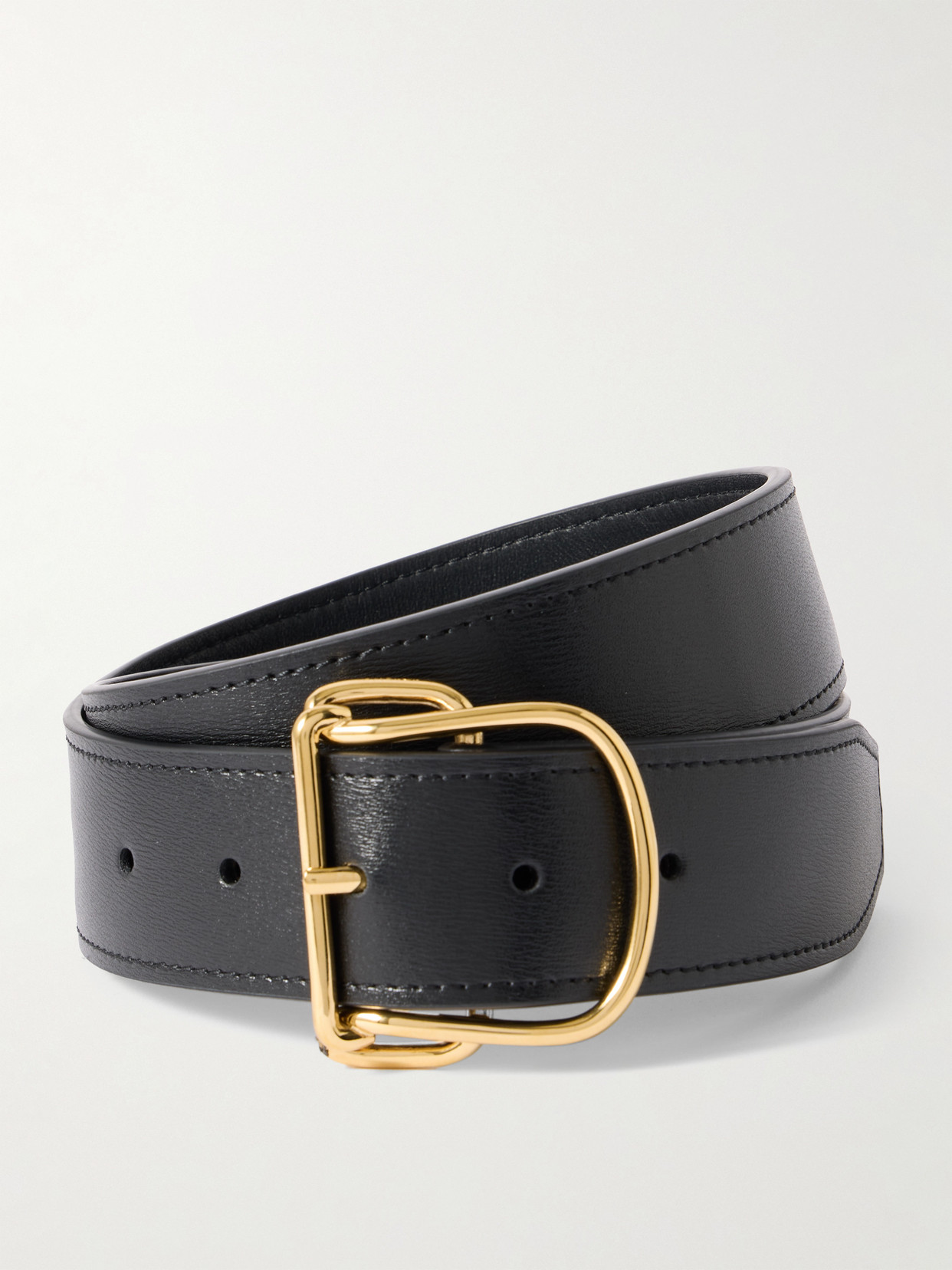 Totême Swirl Leather Belt In Black
