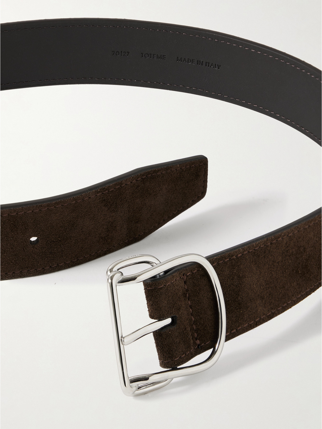 Totême Swirl Suede Belt In Brown