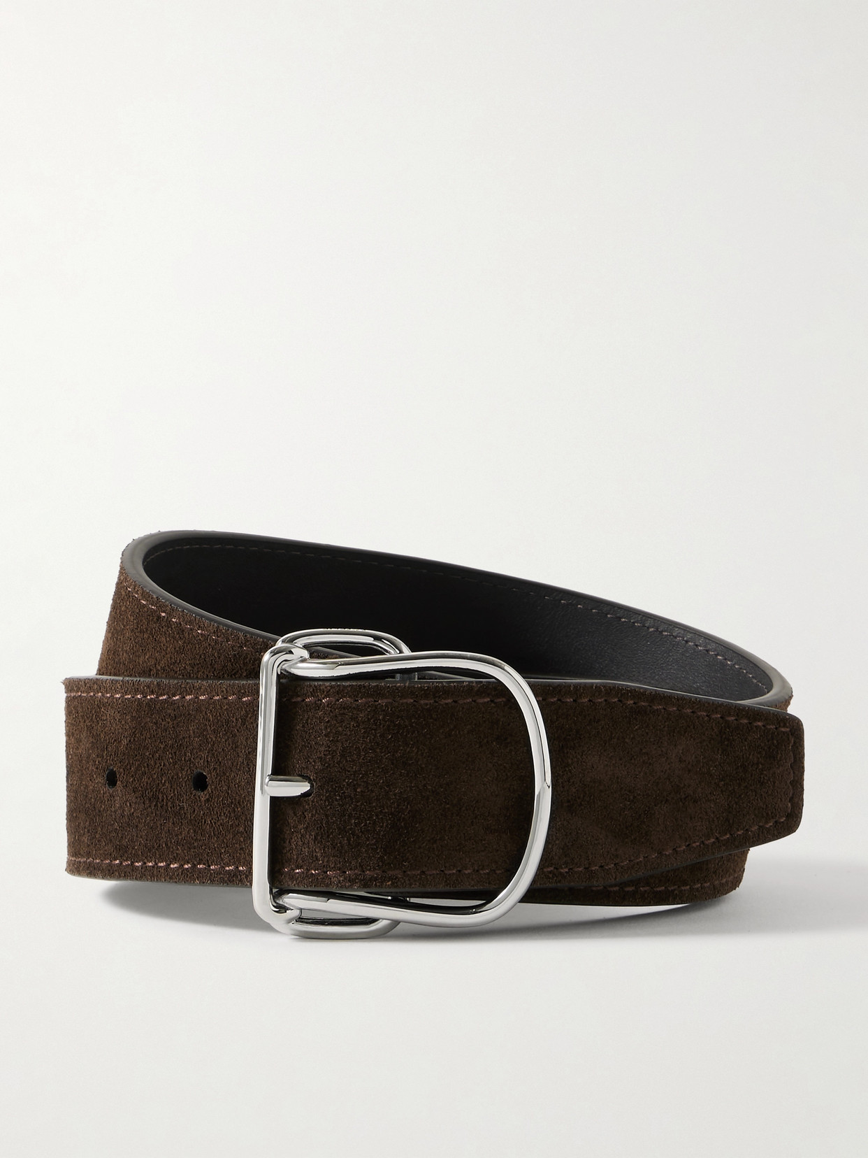 TOTEME - Swirl Suede Belt - Dark brown