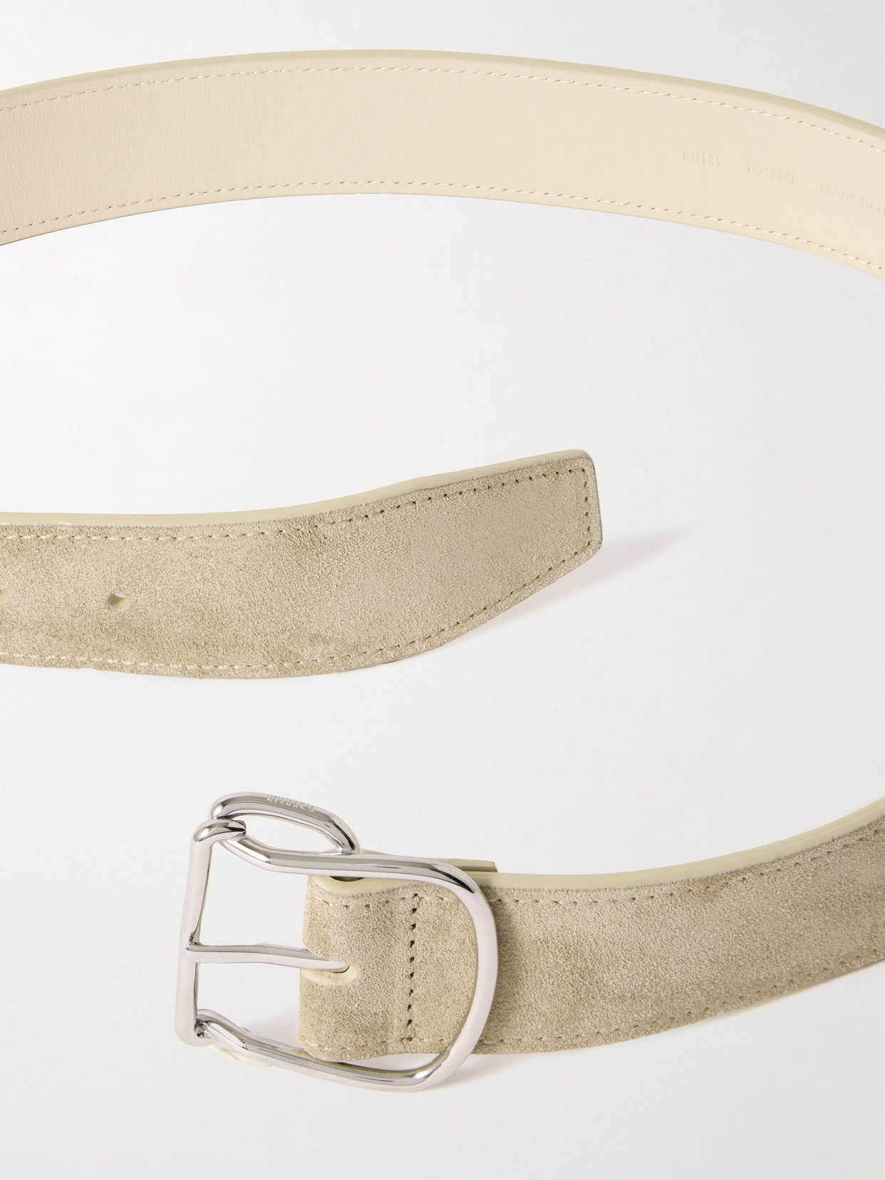 Totême Swirl Suede Belt In Cream