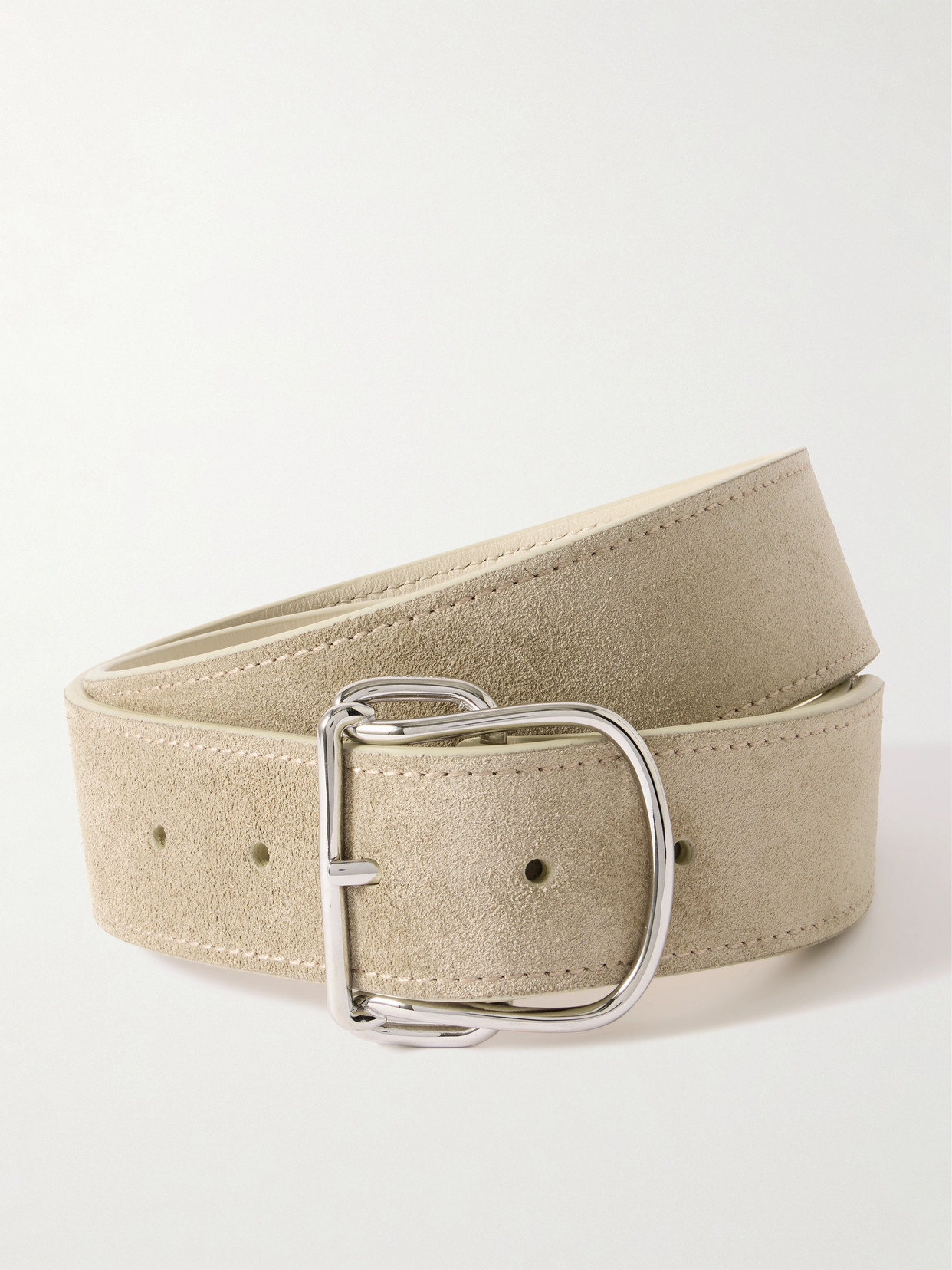 Totême Swirl Suede Belt In Cream
