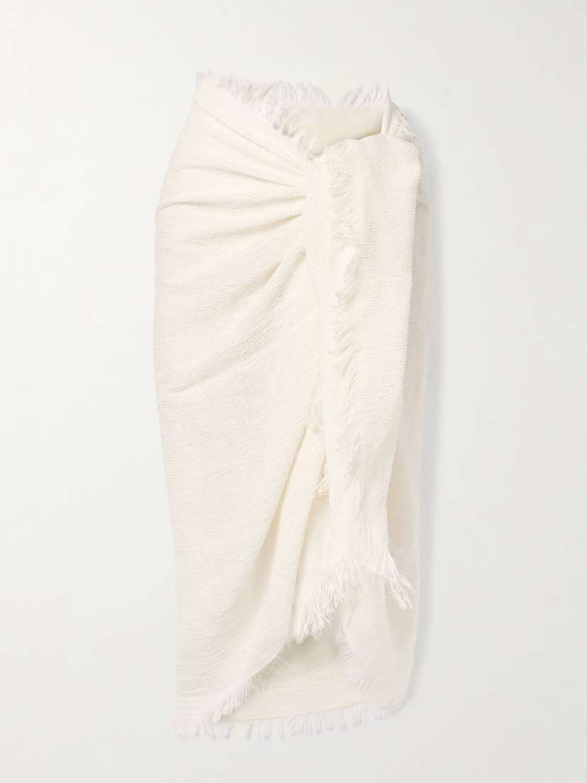 TOTEME Fringed Linen-blend Bouclé-jacquard Scarf