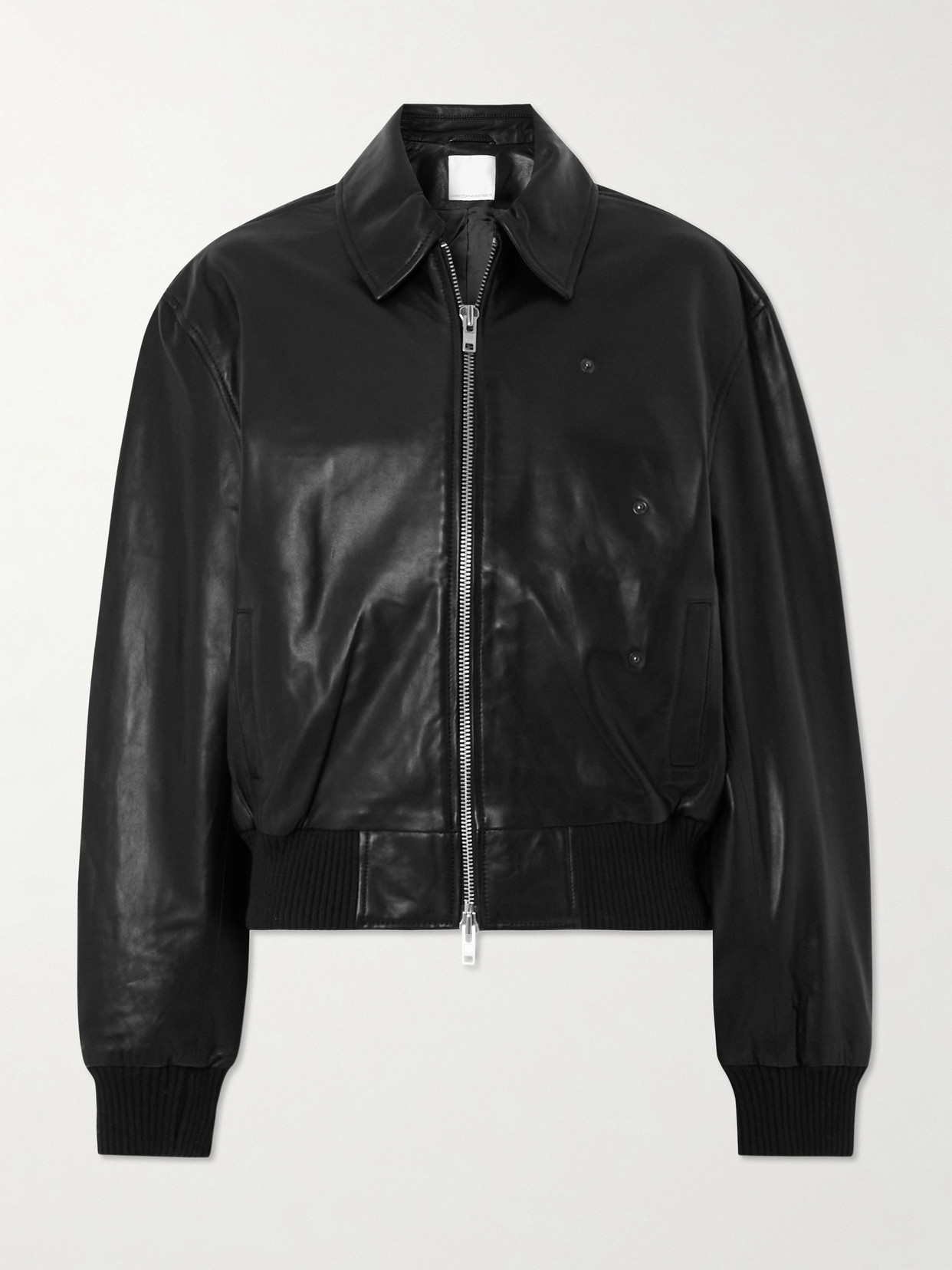 Christopher Esber Black Leather Flight Bomber Jacket In Black