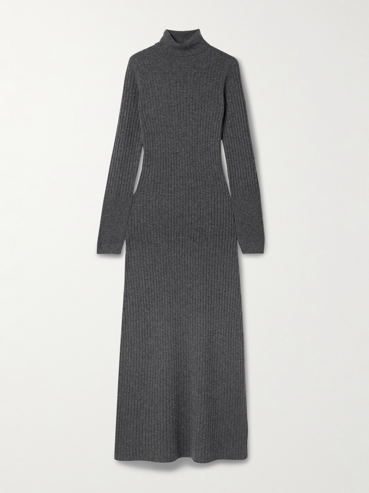 Guest In Residence - Ribbed Cashmere Turtleneck Maxi Dress - Gray
