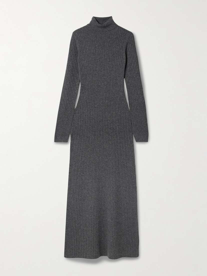 Guest In Residence Ribbed Cashmere Turtleneck Maxi Dress