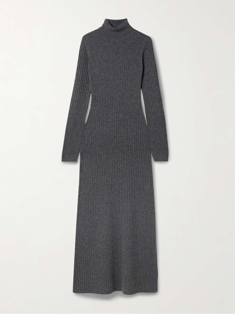 ribbed cashmere turtleneck maxi dress