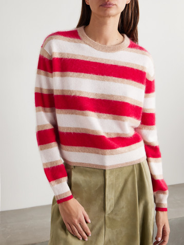 Guest In Residence Striped brushed-cashmere sweater