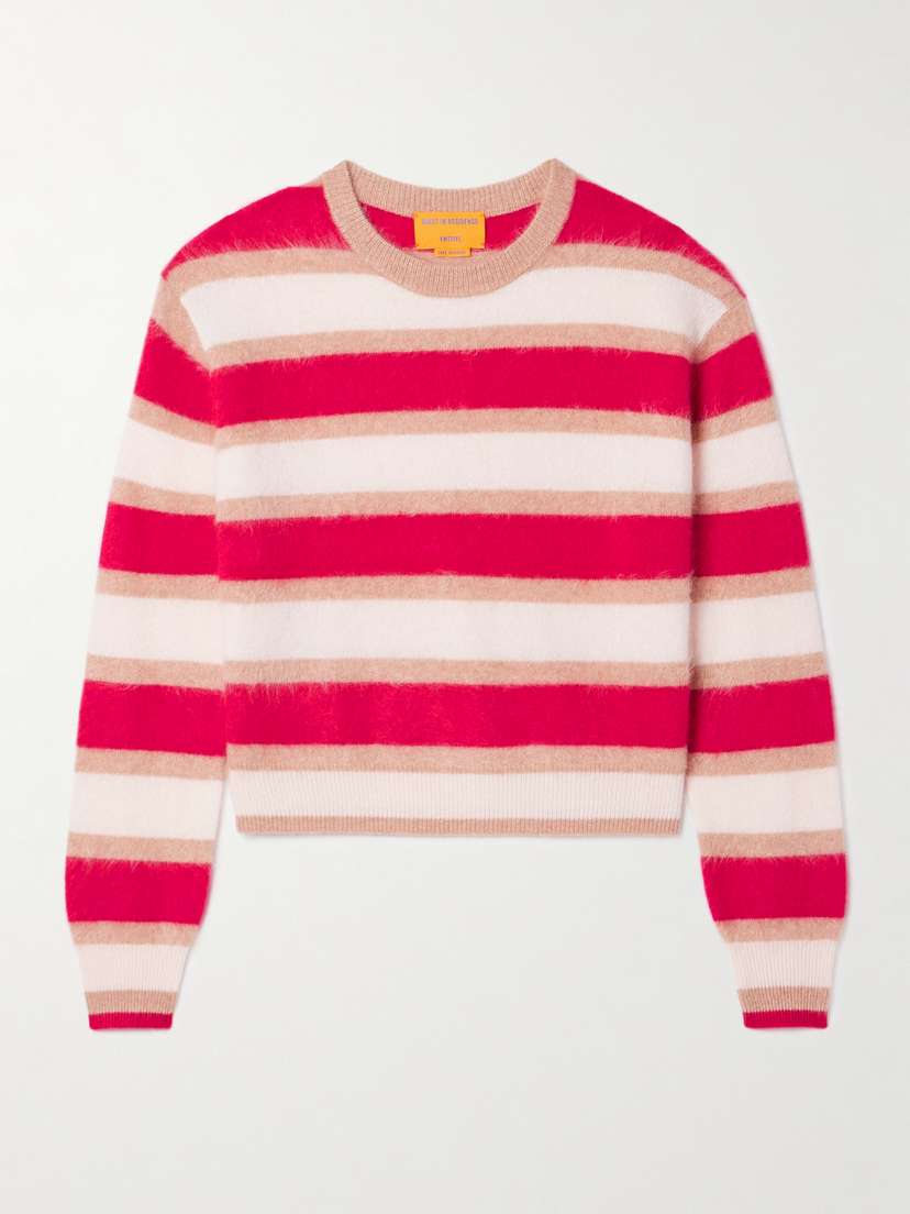Guest In Residence Striped Brushed-cashmere Sweater
