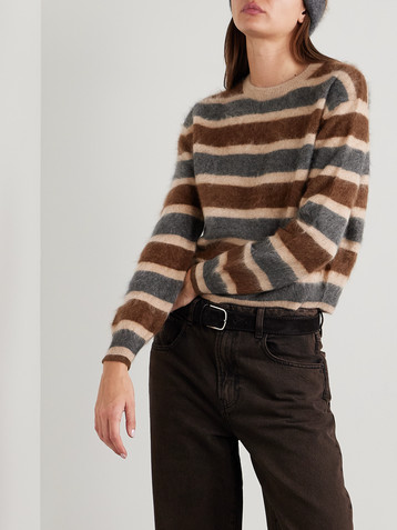Guest In Residence Striped brushed-cashmere sweater
