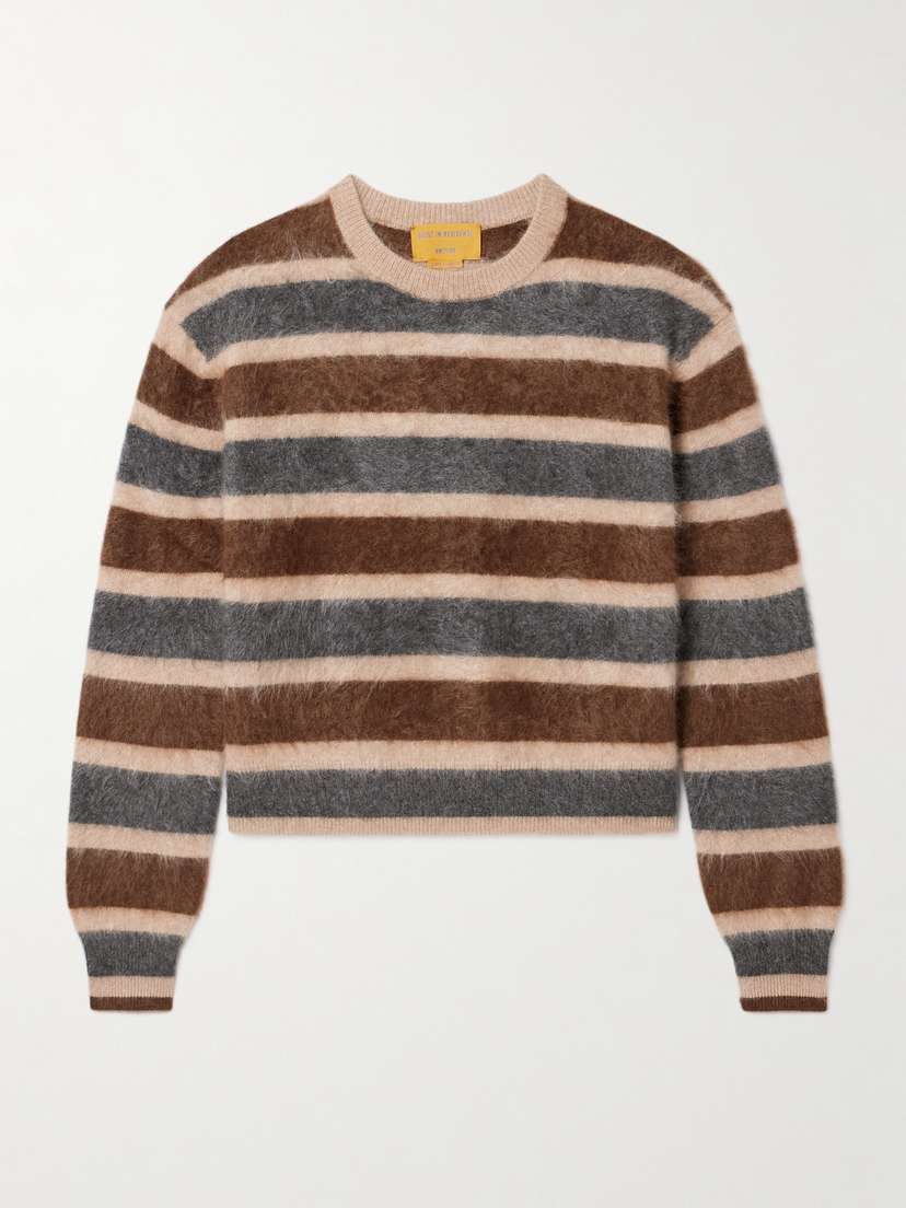 Guest In Residence Striped Brushed-cashmere Sweater
