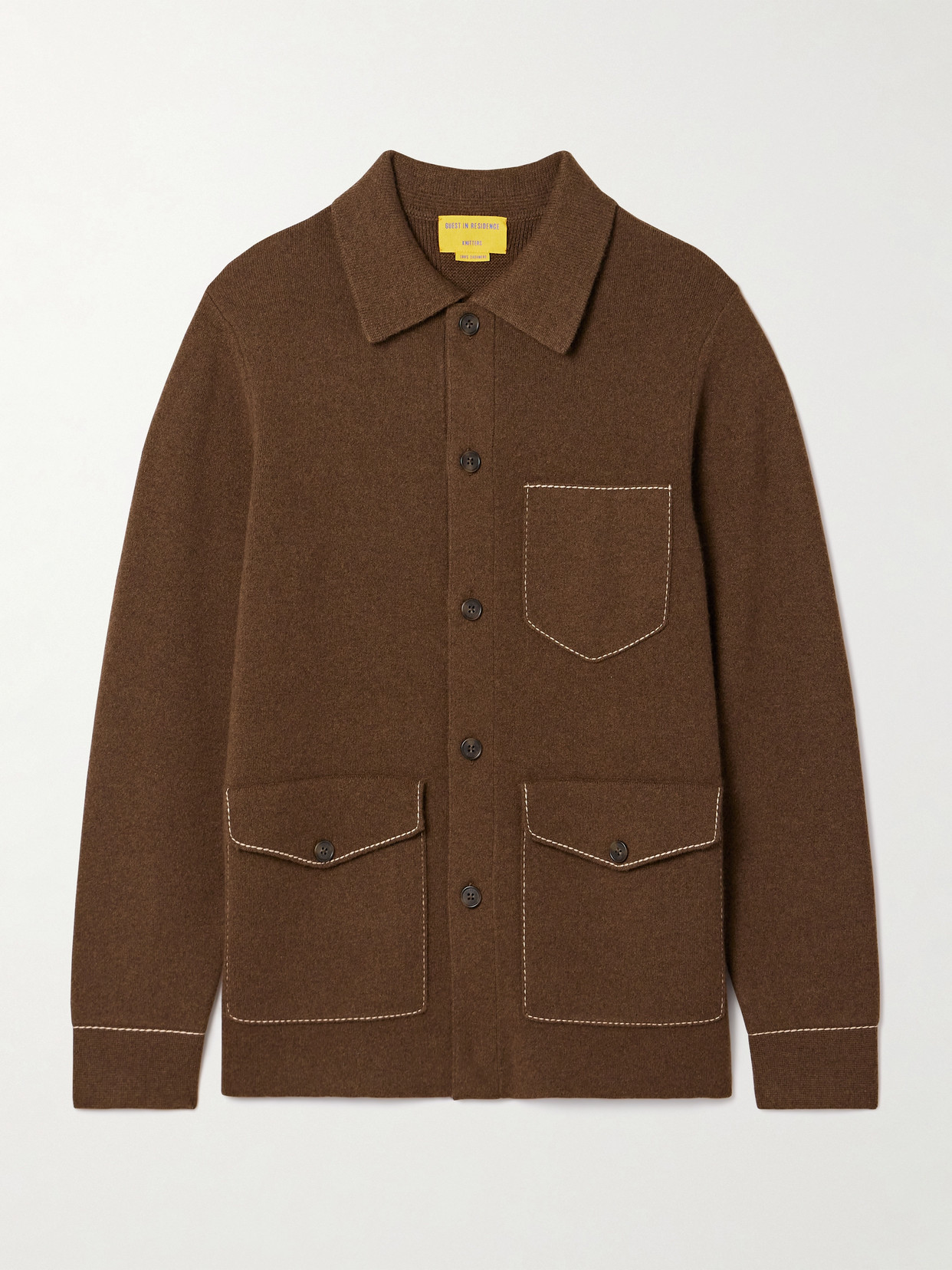 Guest In Residence Industry Oversized Topstitched Cashmere Jacket In Brown