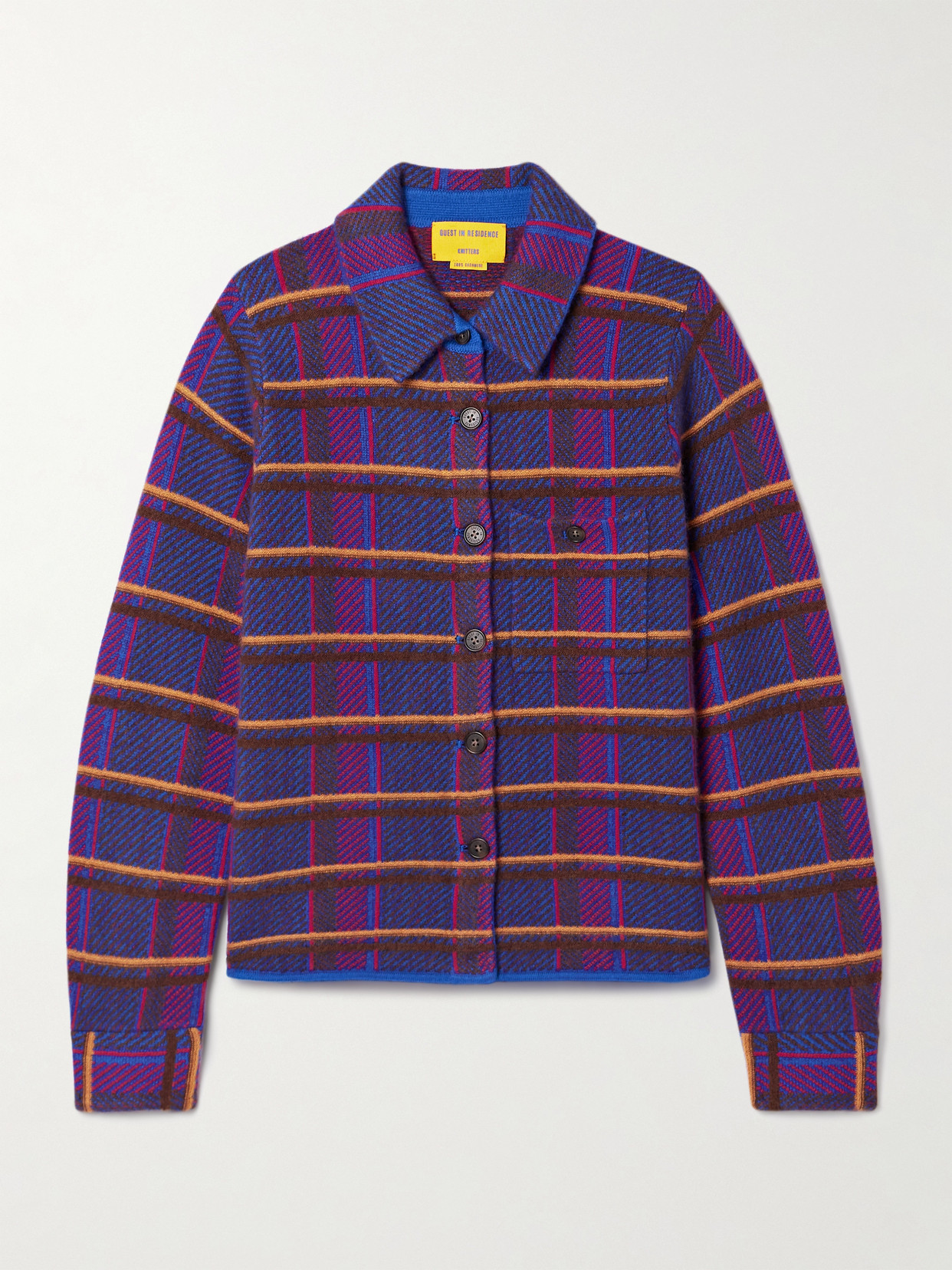 Guest In Residence Dylan Checked Cashmere Jacket In Purple