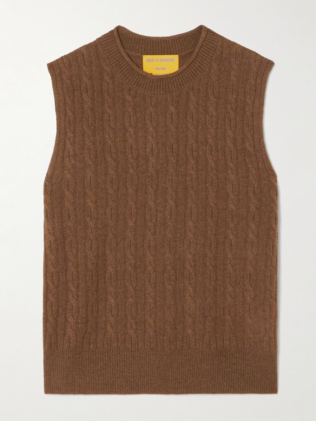 Guest In Residence Cable-knit Cashmere Sweater Vest In Brown