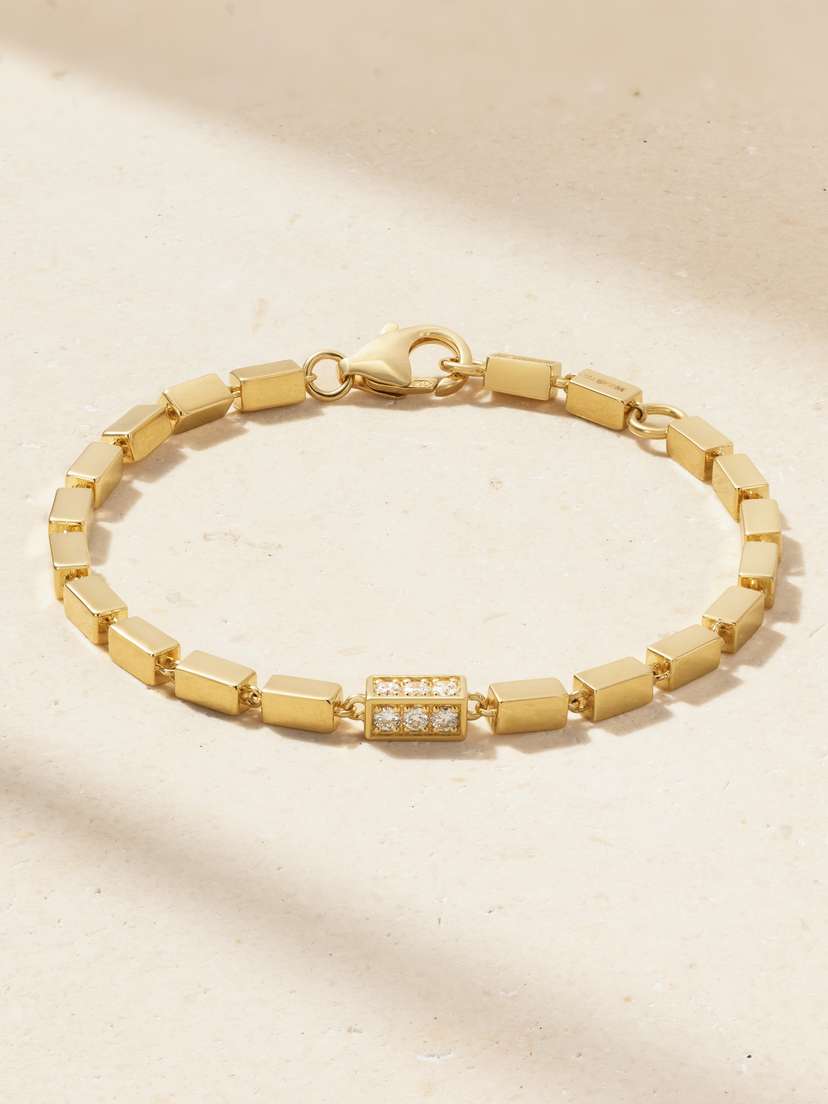 Suzanne Kalan Block Chain 18-karat Gold Diamond Bracelet